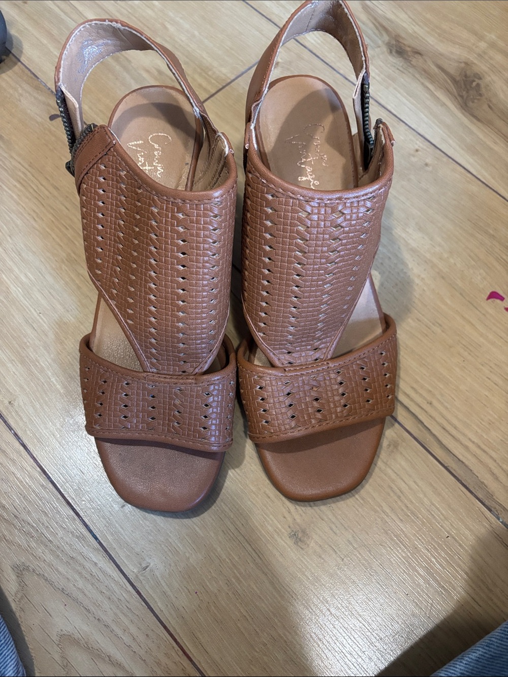 Women's Brown Woven Slingback Sandals
